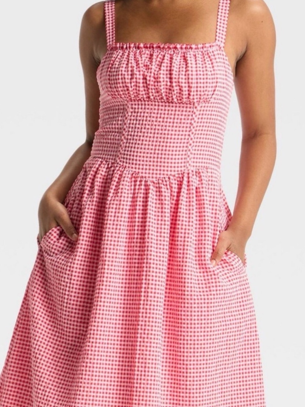 Milkmaid Midi A-Line Dress - WildFable™ Red Gingham